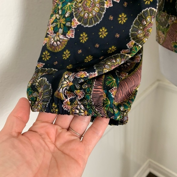 Point Sur Abstract Floral Wrap Top Size M Artsy Kimono Tie - Picture 9 of 16